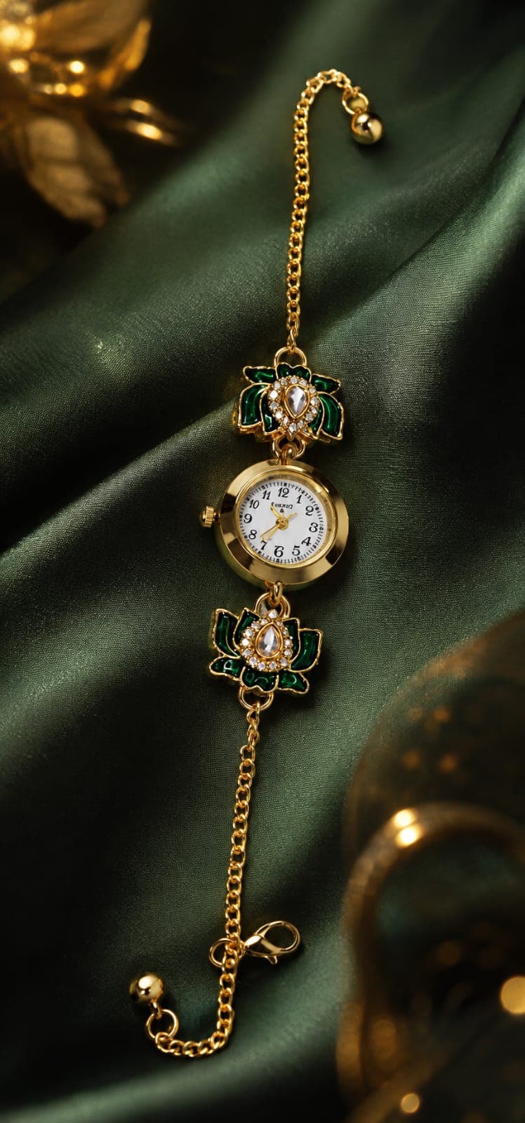 Emerald Lotus Watch Rakhi