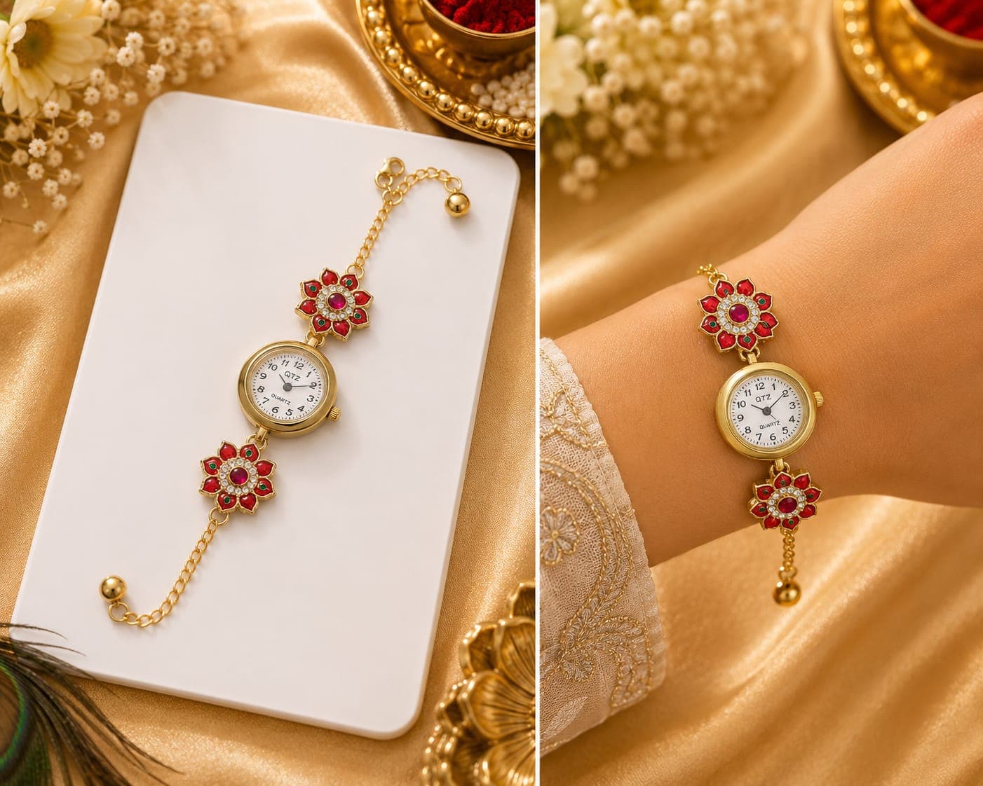 Ruby Blossom Watch Rakhi