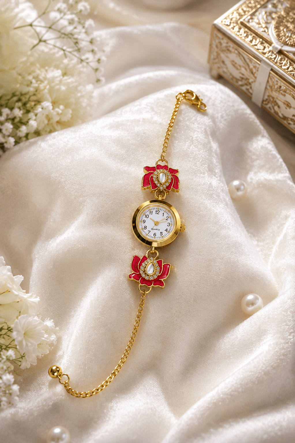 Emerald Lotus Watch Rakhi