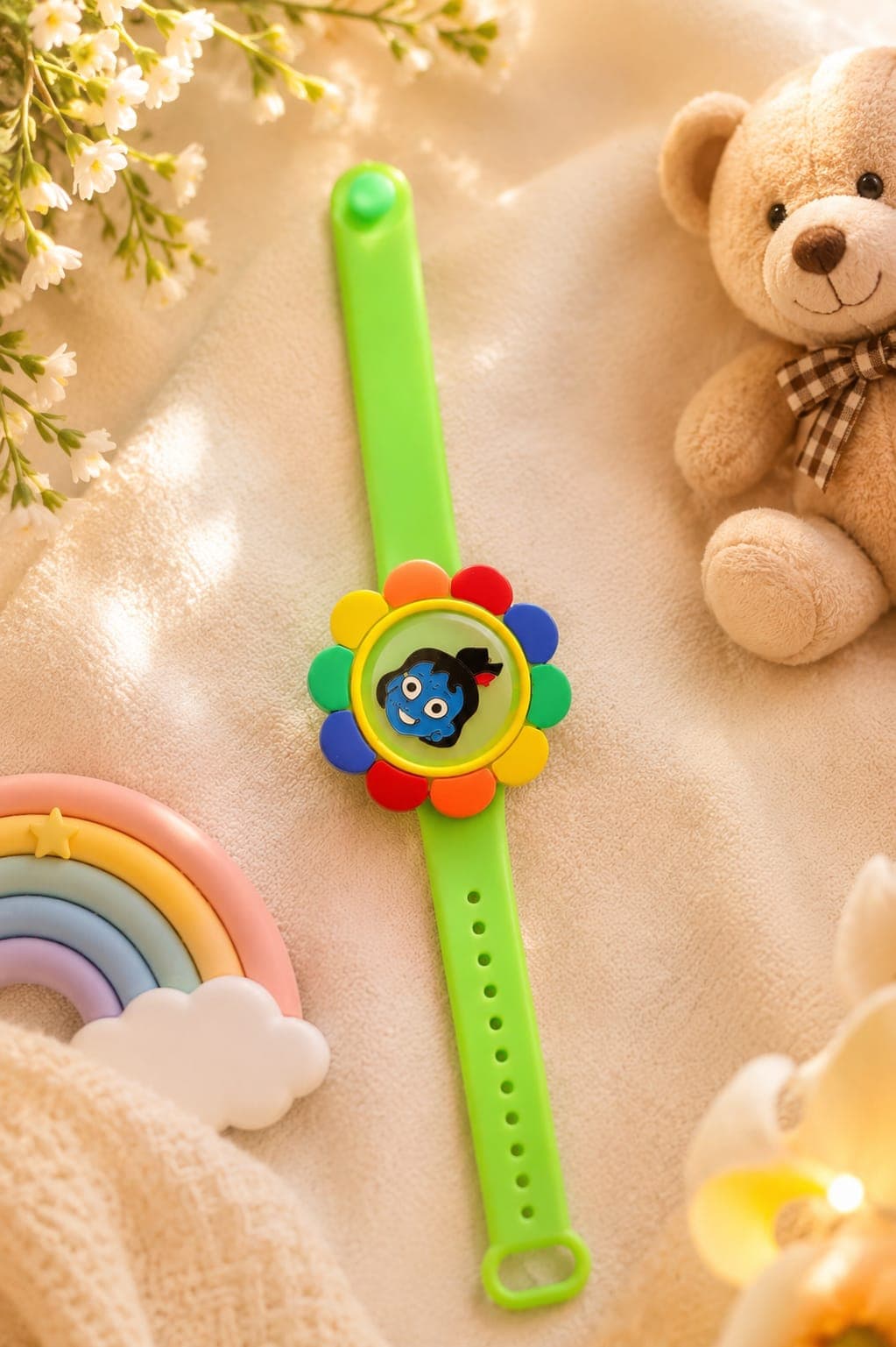 Krishna Cartoon Character Rakhi with illuminating light